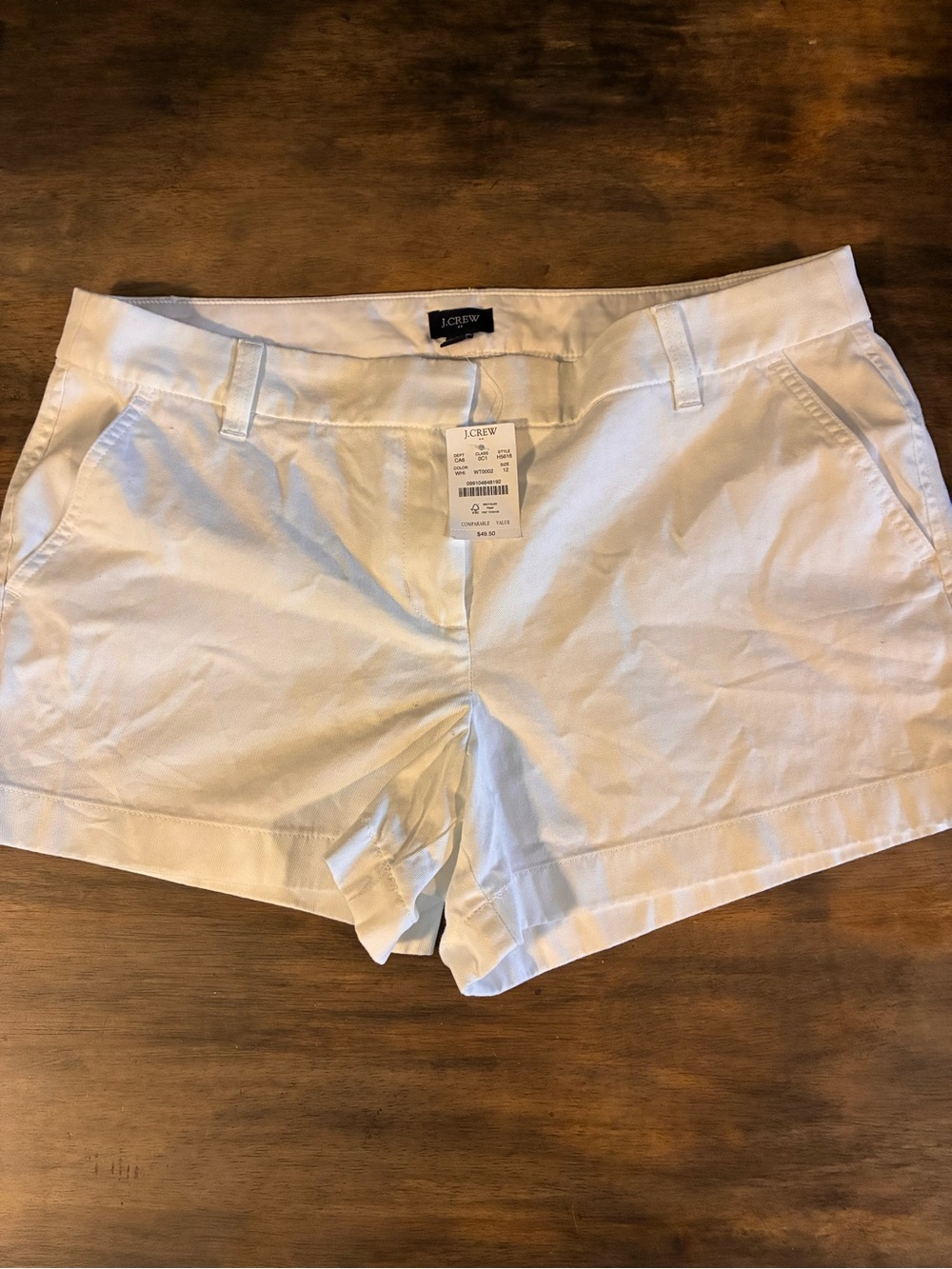 J. Crew White Cotton Chino Shorts SZ 12 NWT